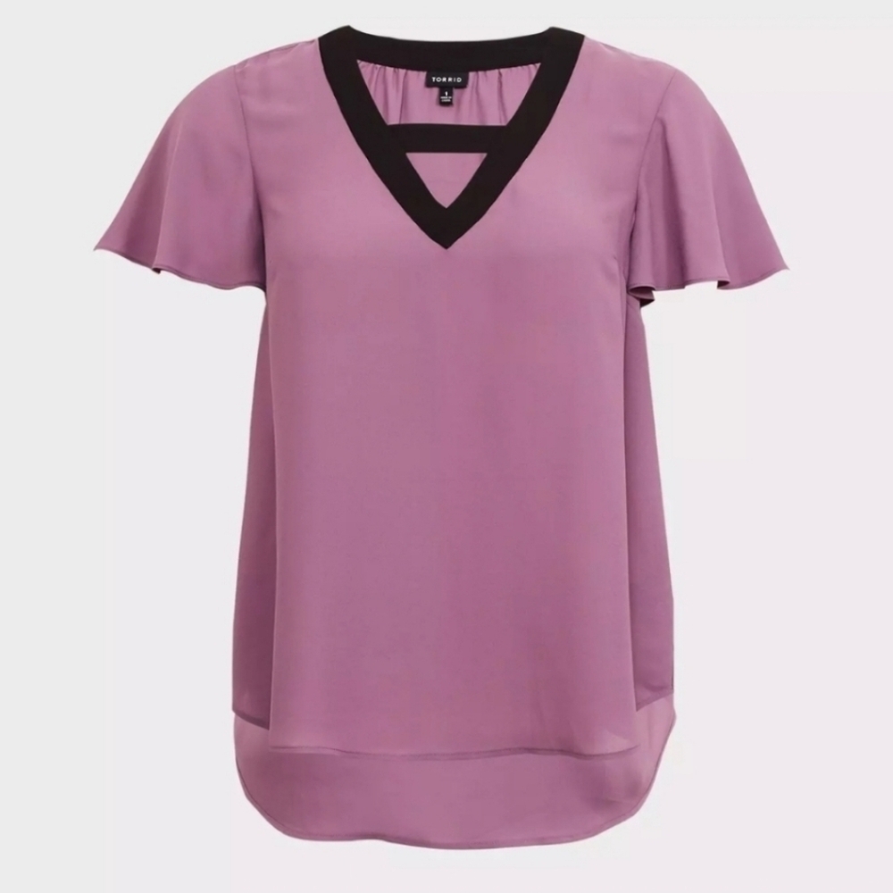 Torrid sz 2 Purple V-Neck Georgette blouse sz 2X new with tags WT328 - Picture 4 of 8